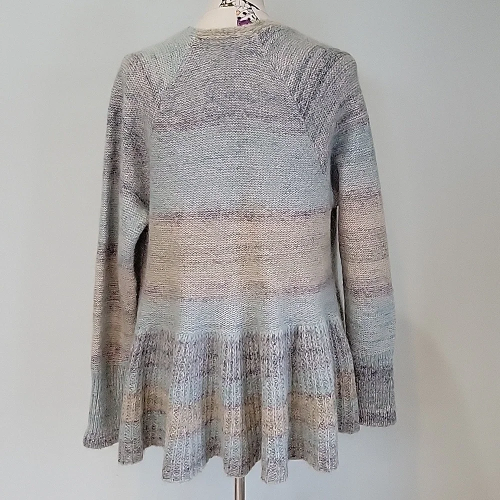 Anthropologie knitted & knotted blue mohair cardigan.  Size is Large. - Picture 3 of 8